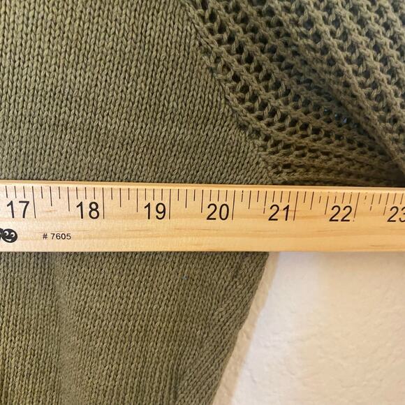 Ann Taylor Olive Green Open Knit Balloon Sleeve Sweater Size XL - Picture 6 of 7